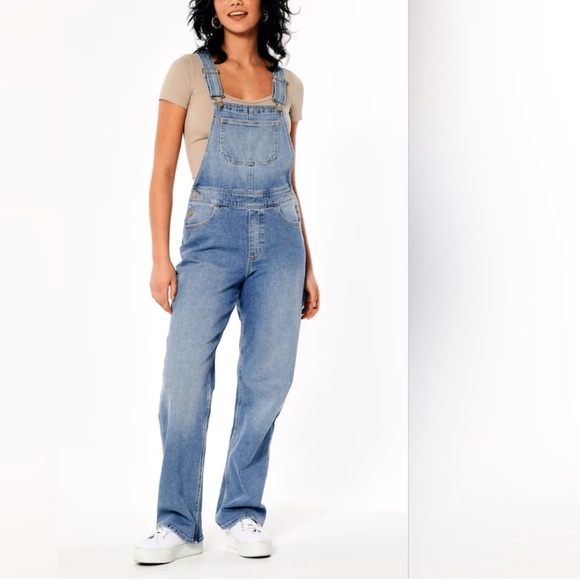 Hollister Denim Overalls High Rise Vintage Overalls 100% Cotton XS - Picture 1 of 8